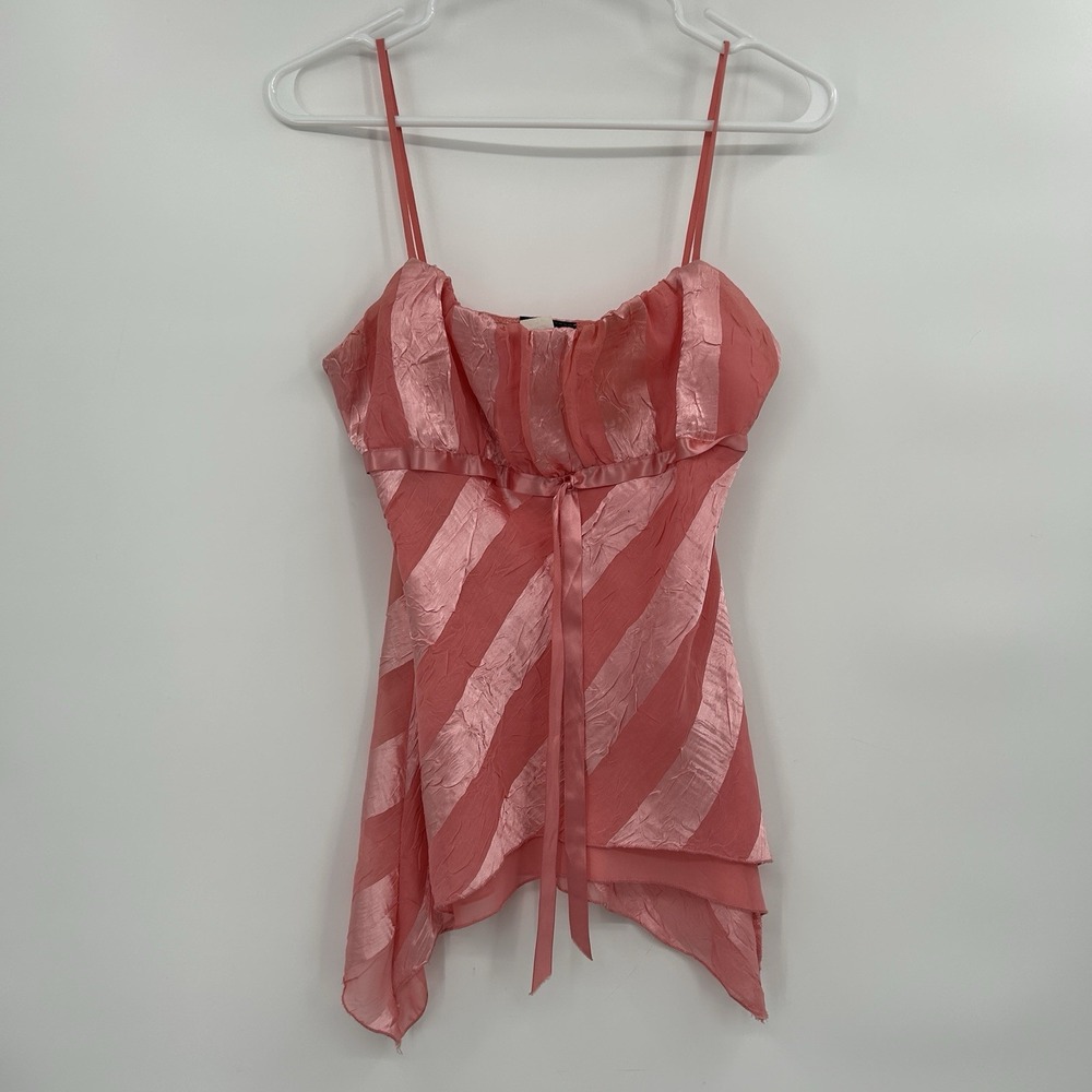 Vintage Y2K Wet Seal Pink Fairycore Babydoll Top S Handkerchief Hem Balletcore